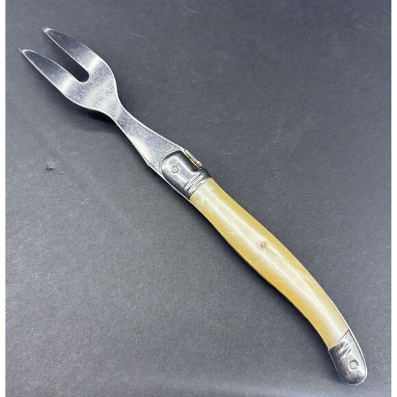 Jean Dubost Laguiole Diox Bee Carving‎ Fork Straight Tines Faux Mother of Pearl - Picture 3 of 16